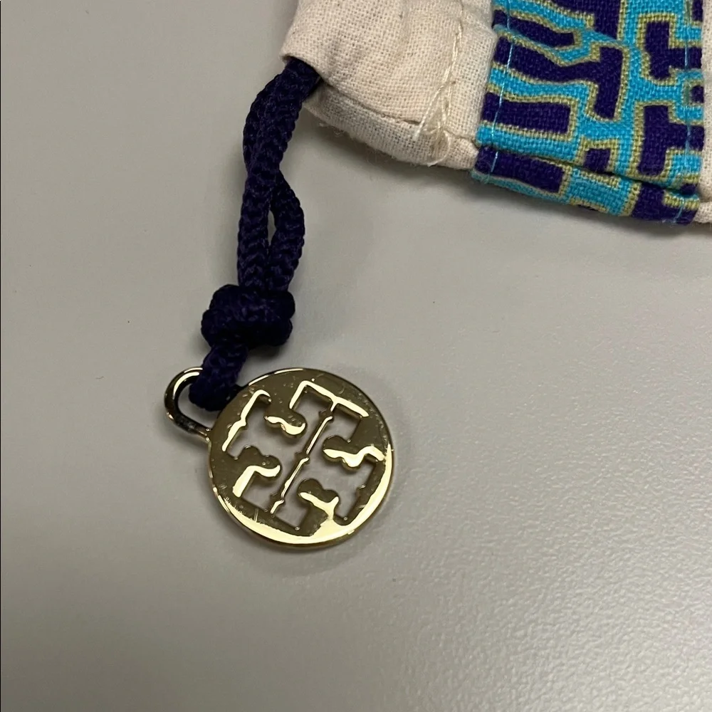 Tory Burch Cream Dust Bag with Blue Trim & gold tone logo